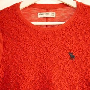 Red Lace Abercrombie Kids Long-Sleeve Shirt